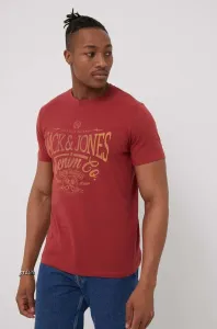 Bavlnené tričko Premium by Jack&Jones bordová farba, s potlačou #206748