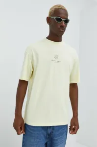 Bavlnené tričko Premium by Jack&Jones žltá farba, s potlačou #245669