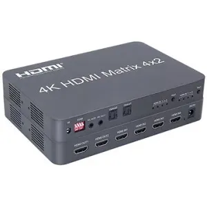 PremiumCord HDMI matrix switch 4 : 2 s audiom, 4K × 2K a FULL HD 1080p