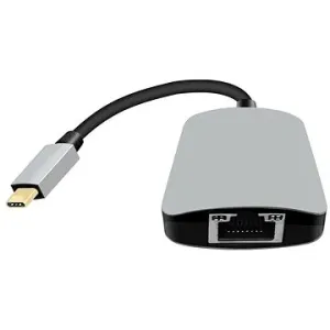 PremiumCord USB-C na HDMI + RJ45 + PD adaptér, hliníkové puzdro