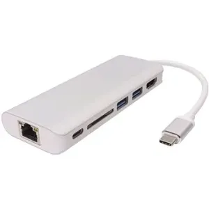 PremiumCord USB 3.1 na HDMI + RJ45 + 2× USB3.0 + SD card + PD charge