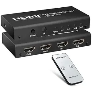 PremiumCord HDMI switch 2:2 , 3D, 1080p s diaľkovým ovládačom