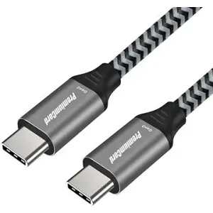 PremiumCord USB-C kábel ( USB 3.2 GEN 2, 3A, 60 W, 20 Gbit/s) bavlnený úplet 1,5 m