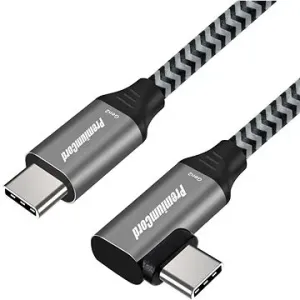 PremiumCord USB-C zahnutý kábel ( USB 3.2 GEN 2, 3A, 60 W, 20 Gbit/s ) bavlnený úplet 2m