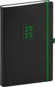 Denný diár Nox 2023, čierny / zelený, 15 × 21 cm