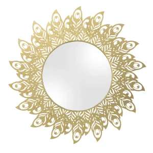 PRESENT TIME Zrkadlo s zlatým rámom Peacock Feathers
