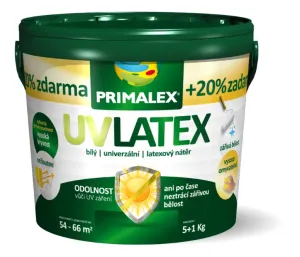 PRIMALEX UV LATEX - Matná umývateľná farba s vysokou belosťou biela 6 kg