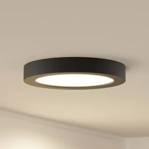 Prios Edwina LED stropné svietidlo, čierne, CCT, 24,5 cm