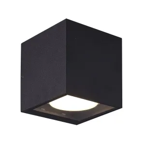 Vonkajšie nástenné svietidlo Prios Tetje, čierne, hranaté, 11,5 cm