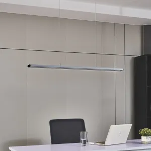 Prios Zyair LED kancelárske závesné svetlo strieborné DALI