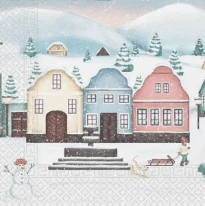PROCOS Vianočné papierové obrúsky 33x33cm 3 vrstvové dedinka