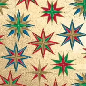 PROCOS Vianočné papierové obrúsky 33x33cm 3vrstvové hviezdy #1802539