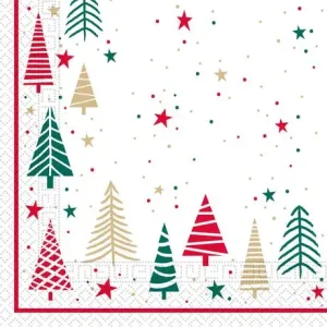 PROCOS Vianočné papierové obrúsky 33x33cm 3vrstvové stromčeky