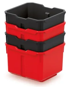 Sada úložných boxů 4 ks XEBLOCCK 15,7 x 14 x 21 cm černo-červená