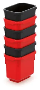 Sada úložných boxů 6 ks TITANIO 11 x 7,5 x 26,3 cm černo-červená
