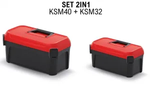Sada kufrů na nářadí 2 ks SMARTTIX 38 x 23,4 x 22,5 cm černo-červená