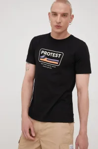 Bavlnené tričko Protest čierna farba, s potlačou #242948