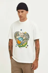 Bavlnené tričko PS Paul Smith béžová farba, s potlačou #8766930