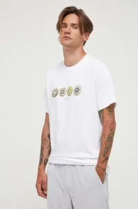 Bavlnené tričko PS Paul Smith biela farba, s potlačou
