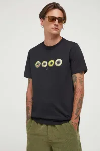 Bavlnené tričko PS Paul Smith čierna farba, s potlačou