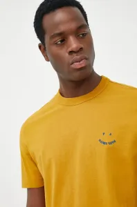 Bavlnené tričko PS Paul Smith žltá farba, jednofarebné