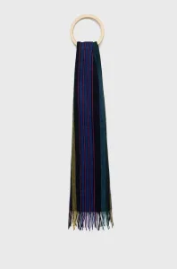 Vlnený šál PS Paul Smith tmavomodrá farba, vzorovaný #242374