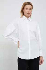 Košeľa PS Paul Smith dámska, biela farba, voľný strih, s klasickým golierom #9047269