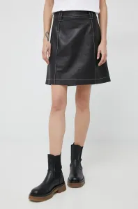 Kožená sukňa PS Paul Smith čierna farba, mini, áčkový strih #9238641