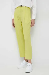 Vlnené nohavice PS Paul Smith dámske, žltá farba, široké, vysoký pás