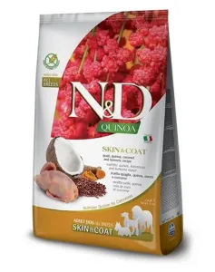 N&D Quinoa Dog Skin & Coat Adult Mini – Krmivo pre psov s prepeličím mäsom, kurkumou a kokosom 2,5 kg