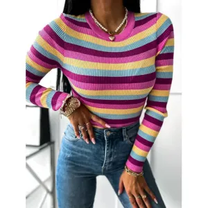 Vrúbkovaný farebný pulóver JAZLYN* veľkosť: one size #8804832