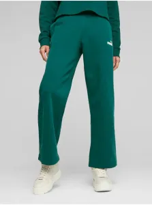 Dark Green Womens Shortened Sweatpants Puma ESS+ - Women #7947322