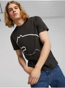 Black Mens T-Shirt Puma Big Cat - Men