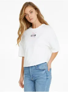 White Women's Free Cropped T-Shirt Puma Brand Love - Women