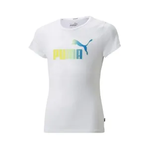 Puma ESS+BLEACH LOGO TEE Dievčenské tričko, biela, veľkosť 116