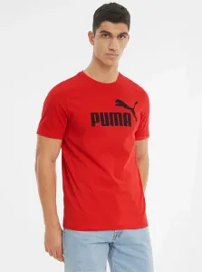 Men's Red T-Shirt Puma Ess - Men #5677517