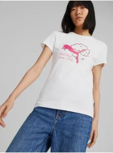 White Women's T-Shirt Puma Graphics Valentine - Women #6286108