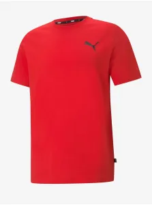 Red Men's T-Shirt Puma ESS Small Logo Tee - Men's #9476893
