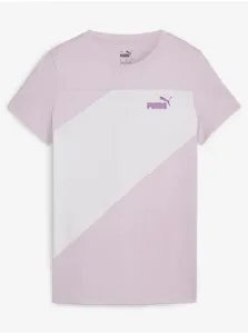 Women's White and Pink T-Shirt Puma Power Tee - Women #9499296