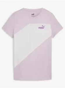 Women's White and Pink T-Shirt Puma Power Tee - Women