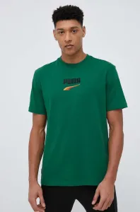 Bavlnené tričko Puma 538248-37, zelená farba, s nášivkou