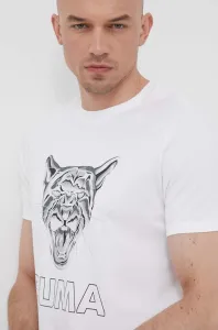 Bavlnené tričko Puma biela farba, s potlačou #8658727