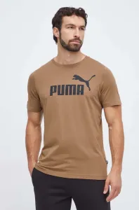 Bavlnené tričko Puma hnedá farba, s potlačou #8804073