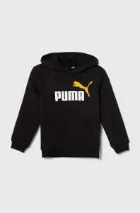 Detská mikina Puma ESS+ 2 Col Big Logo Hoodie FL B čierna farba, s kapucňou, s potlačou #8463715