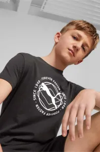 Detské bavlnené tričko Puma ACTIVE SPORTS Graphic Tee B čierna farba, s potlačou