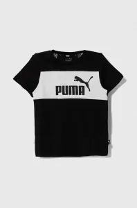 Detské bavlnené tričko Puma ESS Block Tee B-XX čierna farba, s potlačou #8752909