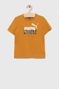 Detské bavlnené tričko Puma ESS+ MATES Tee žltá farba