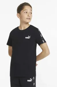 Detské bavlnené tričko Puma Ess Tape Tee B čierna farba, s potlačou
