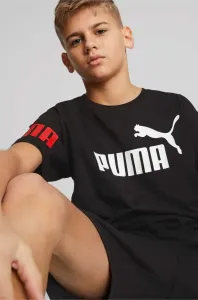 Detské bavlnené tričko Puma PUMA POWER Tee B čierna farba, s potlačou