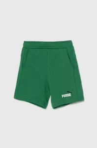 Detské krátke nohavice Puma zelená farba, nastaviteľný pás